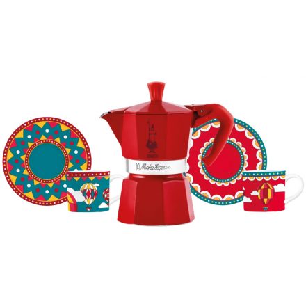 Bialetti Moka Express Winter Wonderland kotyogós kávéfőző csészével, 3 személyes